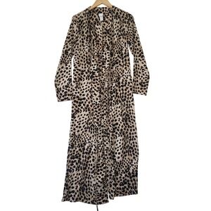 H&M Leopard Print Long Sleeve Maxi Duster‎ Kimono Women Size S Festival Casual